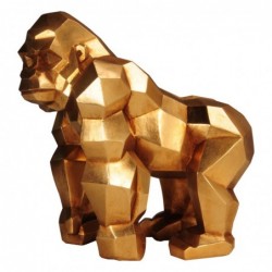 Figura Decorativa Gorila Formas Geometricas Dorado Elegante Resina 30 cm