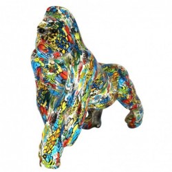 Figura Decorativa Gorila Grafitis Coloridos Estilo Moderno Resina 56 cm