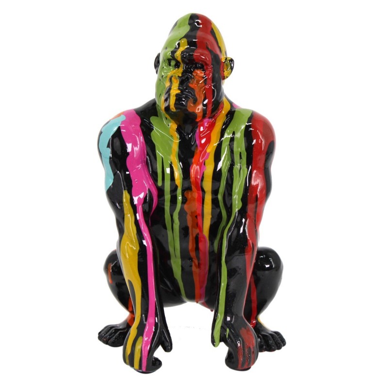 Figura Decorativa Gorila Manchas Pintura Colorido 24 cm