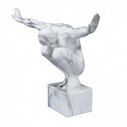Figura Decorativa Hombre Desnudo Anatomia Imitación Marmol Blanco 47 cm
