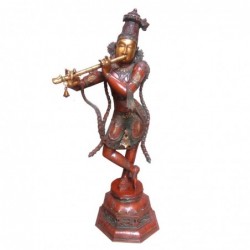 Figura Decorativa Krishna Flauta Hindu Hinduismo Laton 115 cm