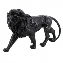 Figura Decorativa León Negro Efecto Marmol 42 cm
