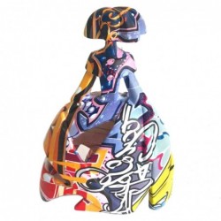 Figura Decorativa Menina Mujer Vestido Grafiti Colorida 16 cm