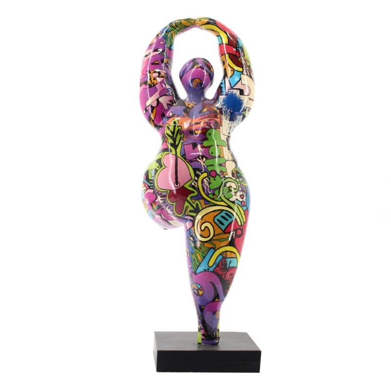 Figura Decorativa Mujer Bailarina Grafiti Colorida 52 cm