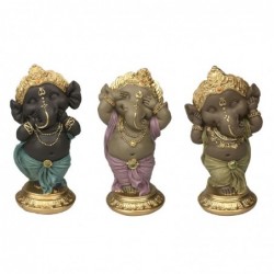 Figura Decorativa x3 Ganesh Ganesha Elefante Budismo No ve No oye No Habla 13 cm