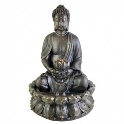 Fuente Agua Figura Decorativa Buda Budismo Flor de Loto Luz Led 47 cm