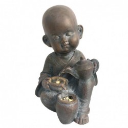 Fuente Agua Figura Decorativa Monje Budista Budismo Luz Led 32 cm