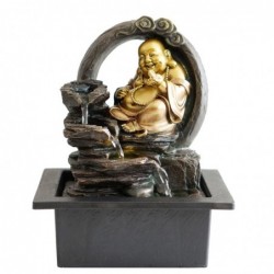 Fuente Decorativa Agua Buda Feliz Dorado Budismo 25 cm