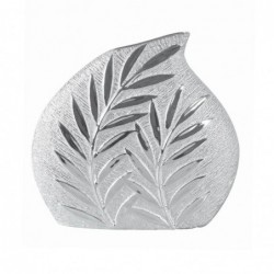 Jarrón Decorativo Flores Plantas Plateado Ceramica 26 cm