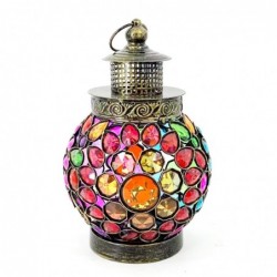 Lámpara Sobremesa Botafumeiro Cristales Colores Luz Cálida Relajante Ambiente Arabe 27 cm
