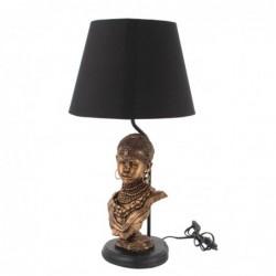 Lámpara Sobremesa con Campana Negra Busto Mujer Africana  56 cm