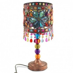 Lámpara Sobremesa Pie Cristales Colores Luz Cálida Relajante Ambiente Arabe 54 cm