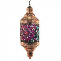 Lámpara Techo Botafumeiro Cristales Colores Luz Cálida Relajante Ambiente Arabe 50 cm