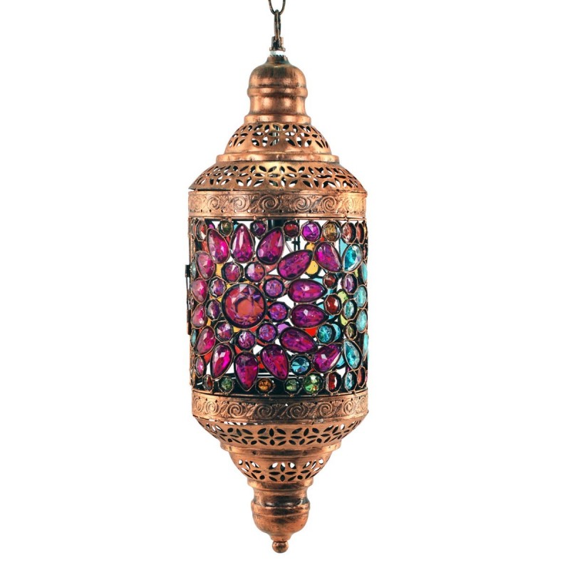 Lámpara Techo Botafumeiro Cristales Colores Luz Cálida Relajante Ambiente Arabe 50 cm