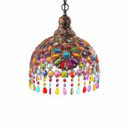 Lámpara Techo Campana Cristales Colores Luz Cálida Relajante Ambiente Arabe 40 cm