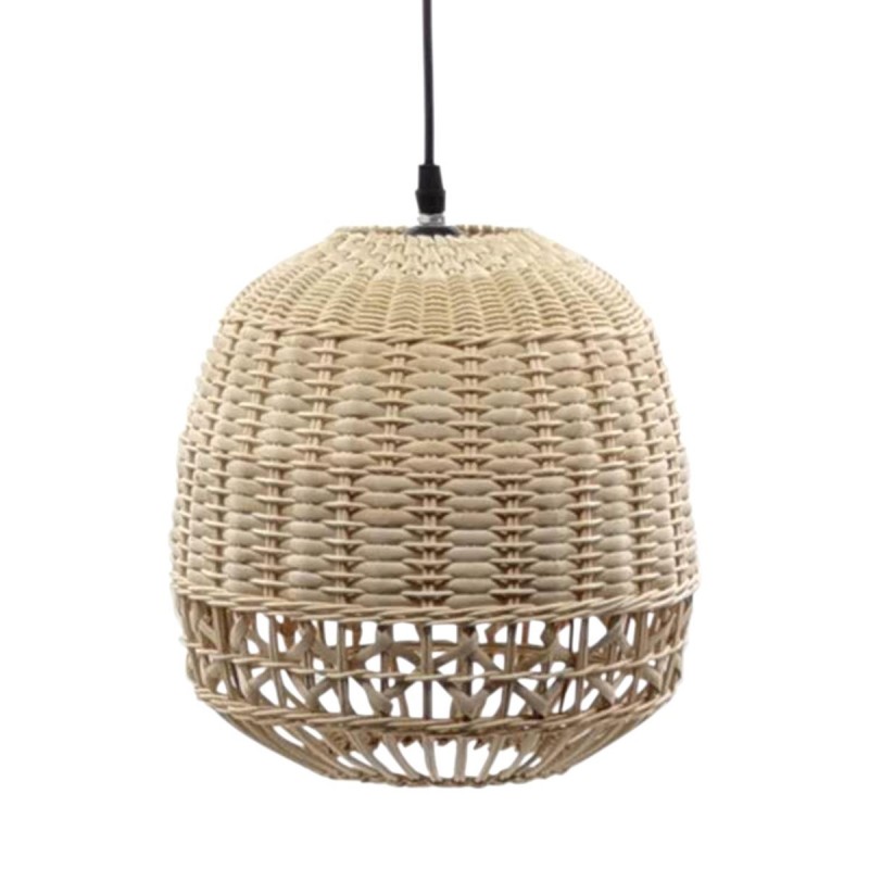 Lámpara Techo Campana Mimbre Rattan Luz Cálida Playa Ambiente Boho 25 cm