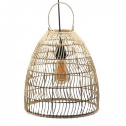 Lámpara Techo Campana Mimbre Rattan Luz Cálida Playa Ambiente Boho 34 cm