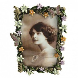 Marco de Fotos Vertical Portafotos Vintage Mariposas Flores con Brillantes 15 cm