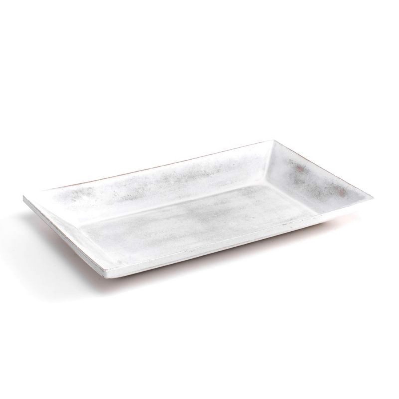 Bandeja vaciabolsillos blanco decapado, Madera 17 cm