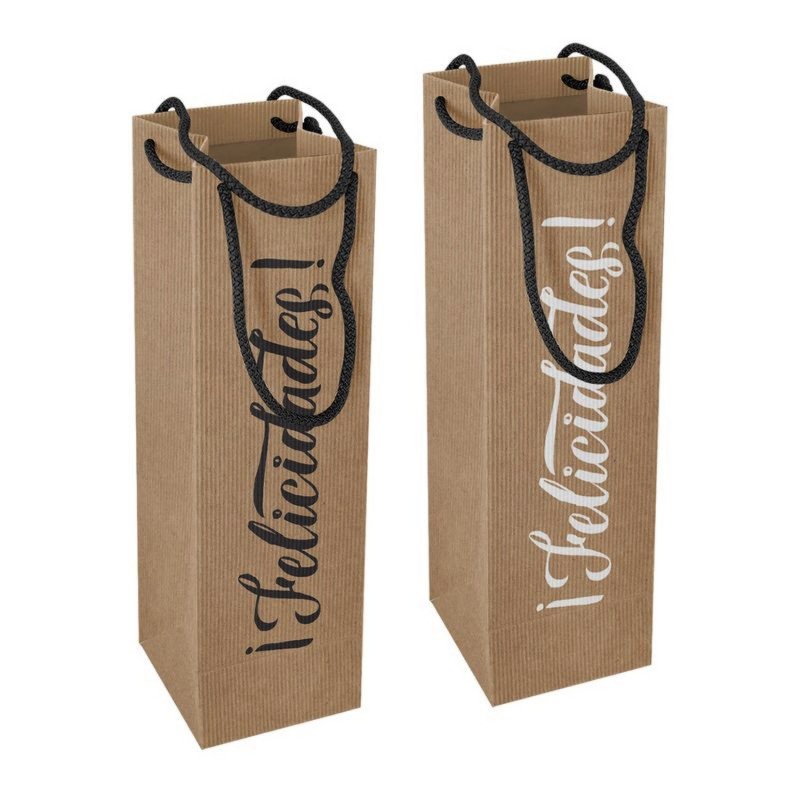 Bolsa de Papel para Botella de Vino Regalo x2 Craft 33x12 cm