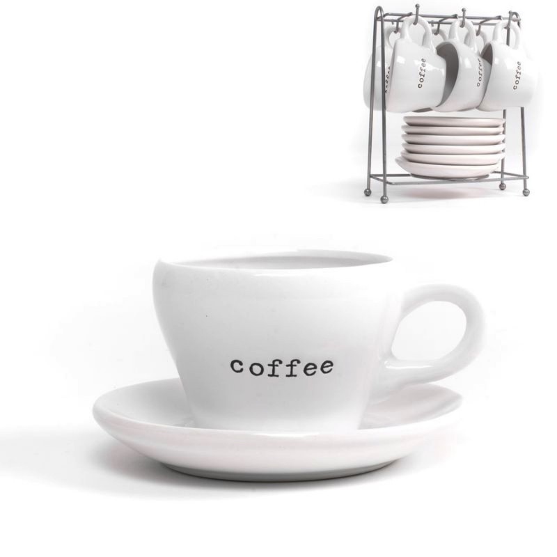 Juego de Cafe 6 Servicios Tazas de 100 ml Ceramica