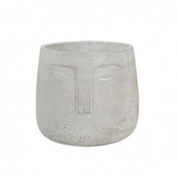 Macetero Decorativo de Cemento Cara Primitiva Gris 13 cm