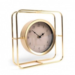 Reloj Sobremesa Metal Dorado Diseño Vintage Elegante 22 cm