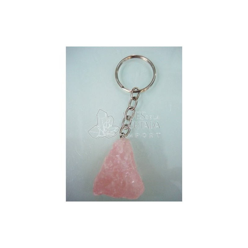 Llavero de Cuarzo en Bruto Rosa
