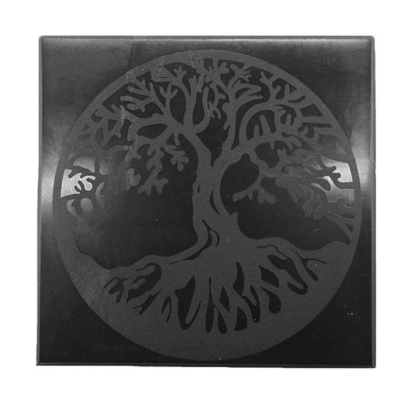 Placa de Shungit Pulida Arbol de la Vida