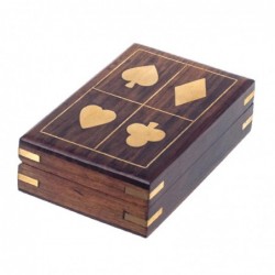 Caja MAdera Con Baraja de Cartas Poker