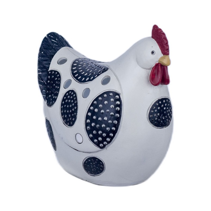 Figura Decorativa Gallina Blanco Negro 16 cm