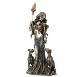 Figura Decorativa Diosa Griega Mágia Hecate Bruja con Perros 33 cm