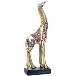 Figura Decorativa Jirafa Dorada Brillante Resina Adorno Elegante 30 cm