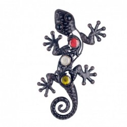 Figura Decorativa Lagarto Piedras Colores Adorno Pared Metal y Cristal 22 cm