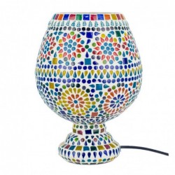 Lámpara Sobremesa Copa Cristales Colores Luz Cálida Relajante Ambiente Árabe 27 cm