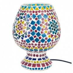 Lámpara Sobremesa Copa Cristales Colores Luz Cálida Relajante Ambiente Árabe 18 cm