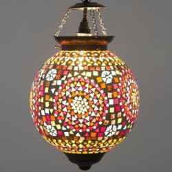 Lámpara Techo Redonda Cristales Colores Luz Cálida Relajante Ambiente Árabe 33 cm
