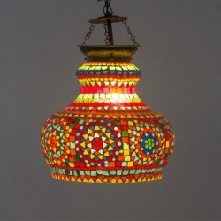 Lámpara Techo Campana Irregular Cristales Colores Luz Cálida Relajante Ambiente Árabe 27 cm