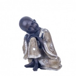 Figura Decorativa Monje Budista Sentado Resina 19 cm