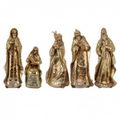 Set Figura Decorativa Nacimiento Pesebre Navidad José María Jesús Reyes Magos Dorado 30 cm