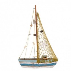 Figura Barco Velero Madera Decorativo Blanco Decoración Nautica 37 cm