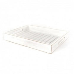 Bandeja de servir de madera blanca grande 34x23 cm