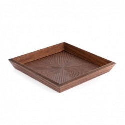 Bandeja Decorativa Centro Mesa Vaciabolsillos Cuadrado Madera Grabada Marrón Oscuro 20 cm