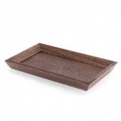 Bandeja Decorativa Centro Mesa Vaciabolsillos Rectangular Madera Grabada Marrón Oscuro 27 cm