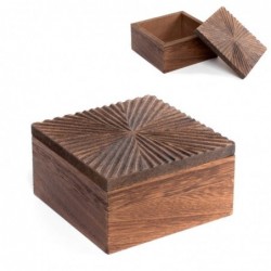 Caja cuadrada decorativa de madera grabada