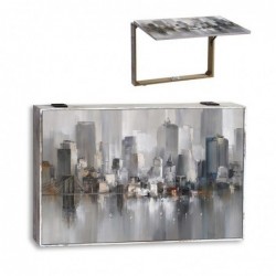 Cuadro Decorativo Lienzo Acuarela Ciudad Manhattan Nueva York Gris Cubrecontador Elegante 46 cm