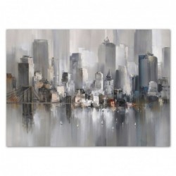 Cuadro Decorativo Lienzo Pintura Ciudad Manhattan Nueva York Gris Decoración Pared Elegante 50x70 cm