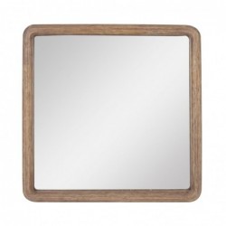 Espejo Pared Decorativo Cuadrado Marco de Madera Marrón 30 cm
