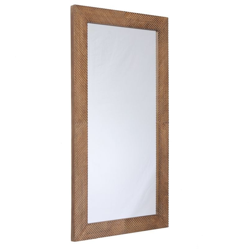 Espejo Pared Decorativo Rectangular Largo Cuerpo Entero Madera Marrón con Relieve Rústico Clásico 56x101 cm