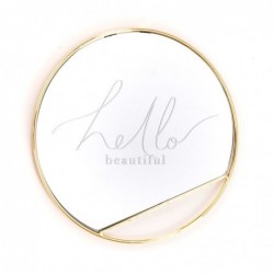 Espejo Pared Decorativo Redondo Metal Dorado con Mensaje Entrada Recibidor Elegante 30 cm